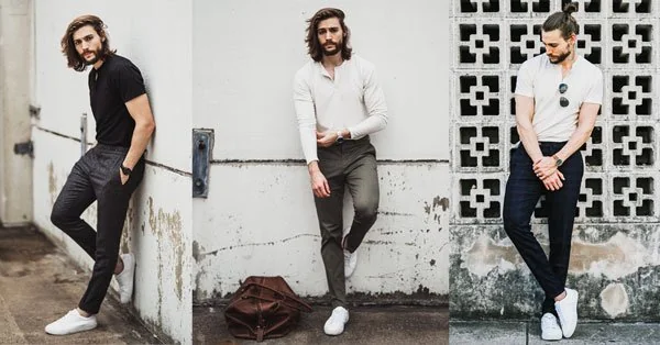 Henley Shirt with Rolled-Up Pants 