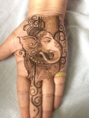 Groom Mehndi Design with Lord Ganesha Motif