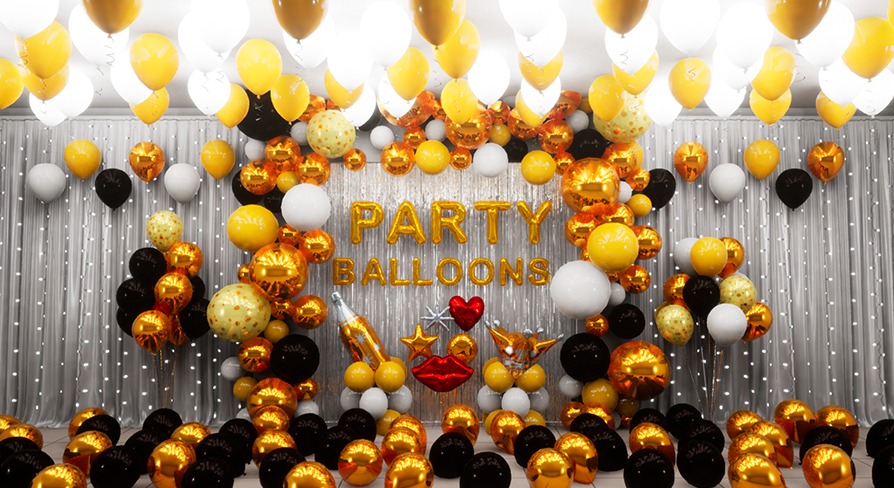 Black And Golden Balloon Combination 