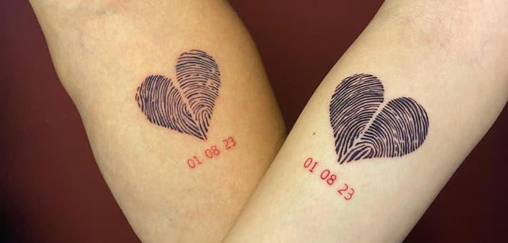 Matching Thumbprint Heart Design