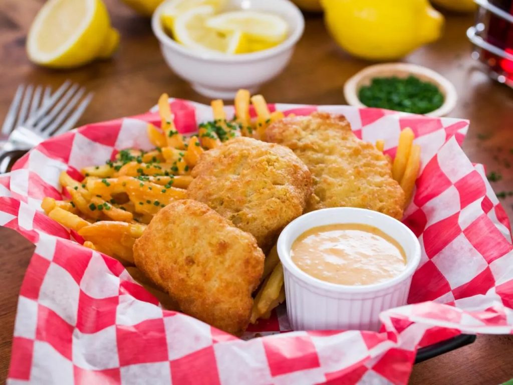 Continental Dishes-Batter Fried Fish Served With Cheese Sauce- Sloshout