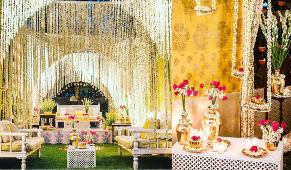 White Drapes with Jasmine and Mogra Strings