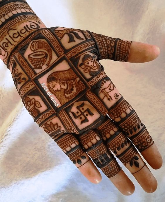 Block Style Groom Mehndi Design