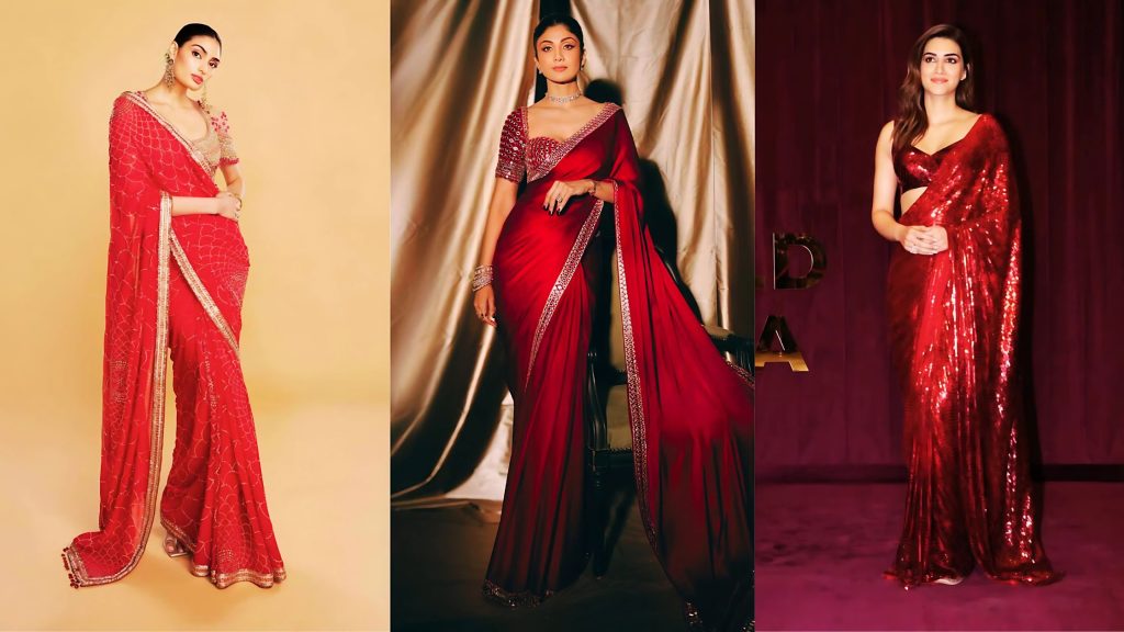 Bold and Beautiful Deep Red Saree for Night Function