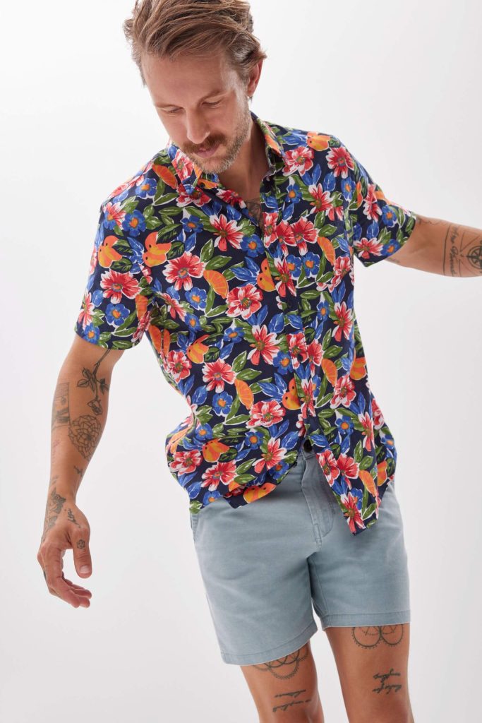 Floral Shirts with Denim Shorts