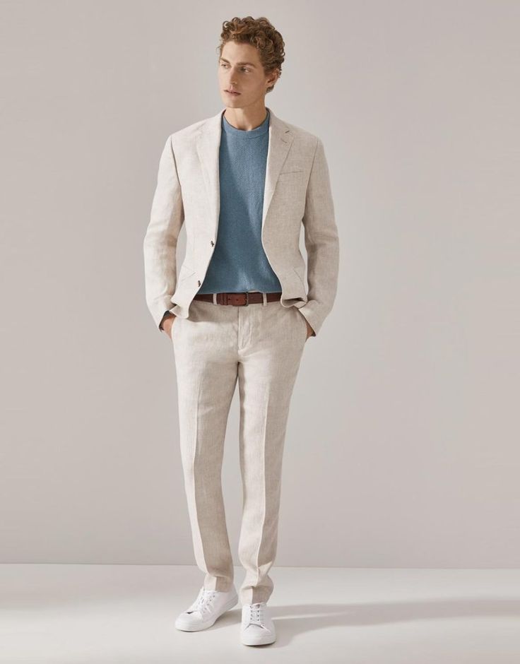 Light Blazer with a T-Shirt and Trousers