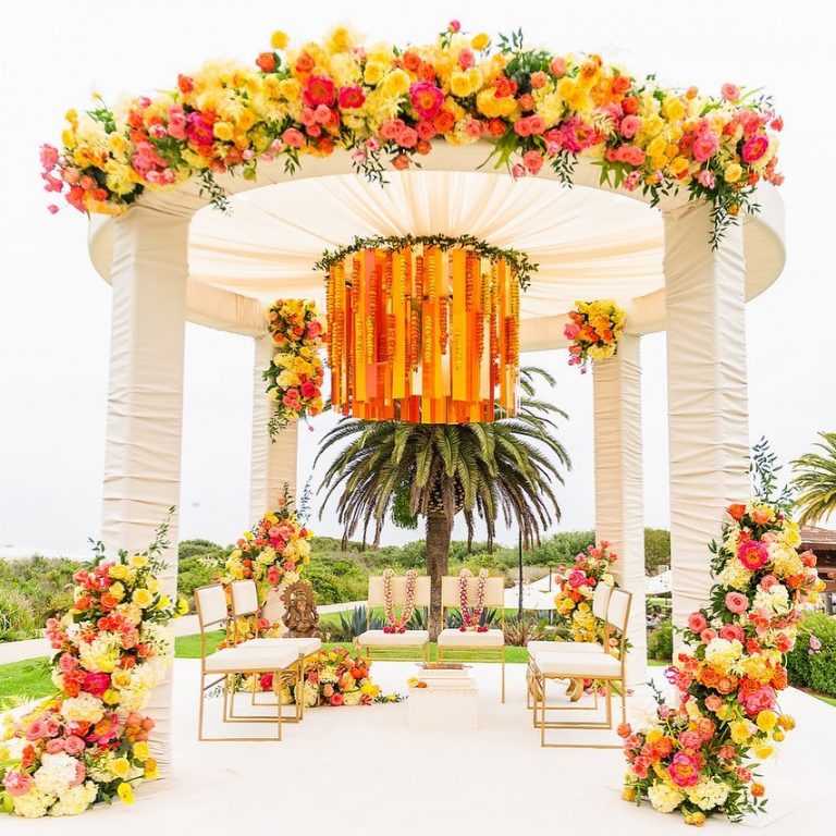 Multi-colored Draping for Wedding Stage Decoration
