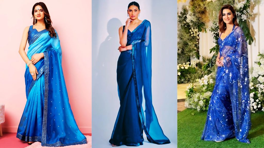 Royal Blue Saree for Night Party – Trendy Evening Look