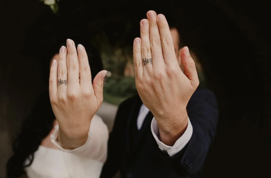 Minimalistic Wedding Date Finger Tattoo