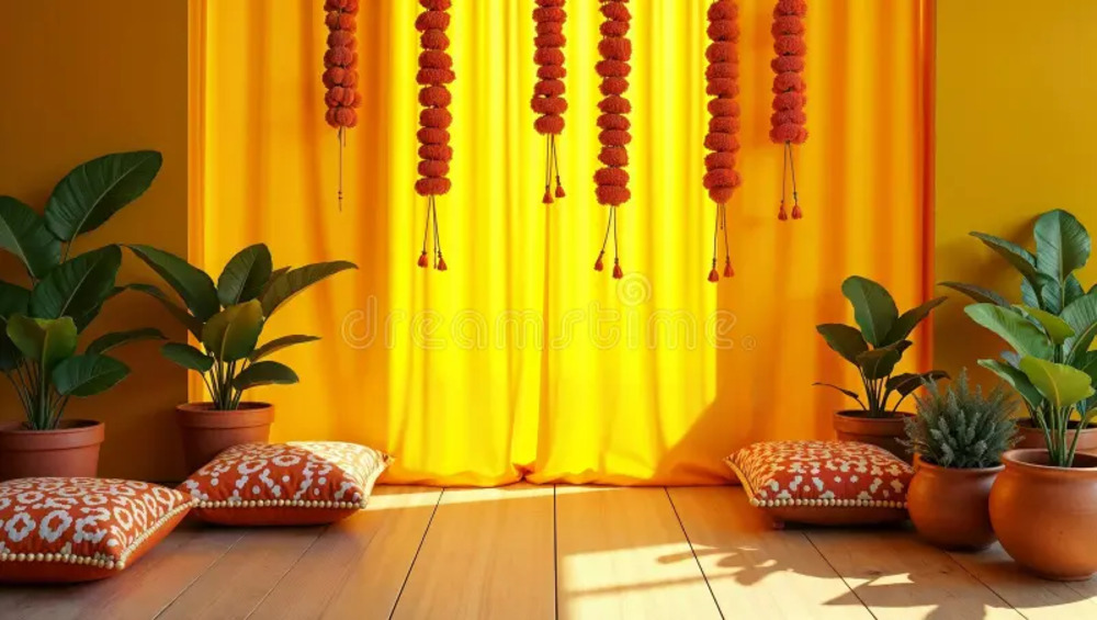 Marigold Drapes with Fairy Lights