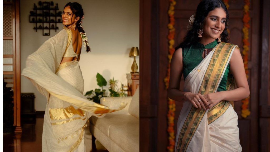 White and Gold Kerala Saree