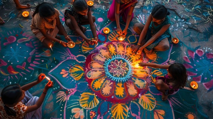 Natural Rangoli: Earthy Colors